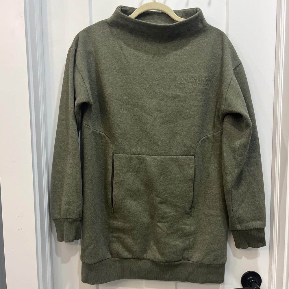 Gymshark So Soft Funnel Neck Fleece Lined Pullover Sweatshirt Womens Sz M Green